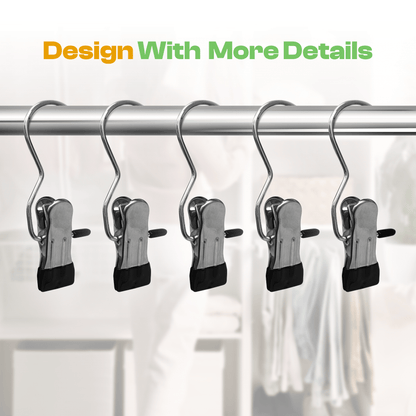 Multi-Purpose Stainless Steel Hanging Clips with Hooks
