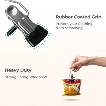 Multi-Purpose Stainless Steel Hanging Clips with Hooks