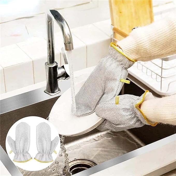 Reusable Waterproof Dishwashing Wire Gloves (Pack of 2)