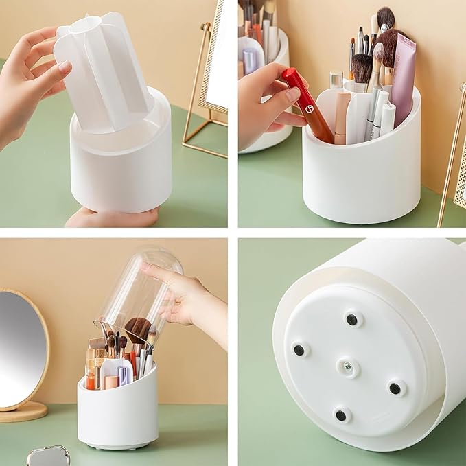 360° Rotating Makeup Brush Organizer