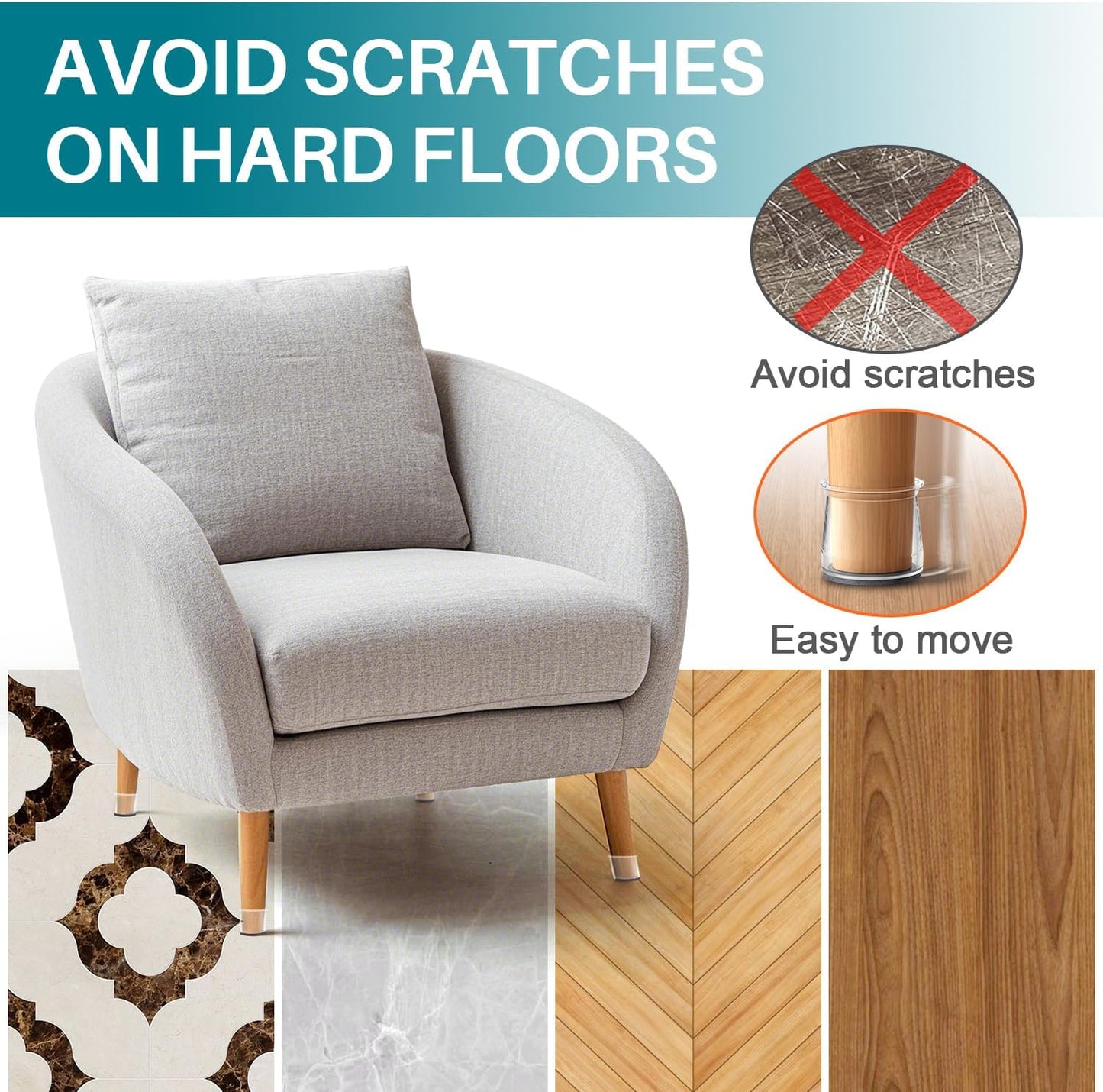 Leg Caps for Furniture (Transparent)