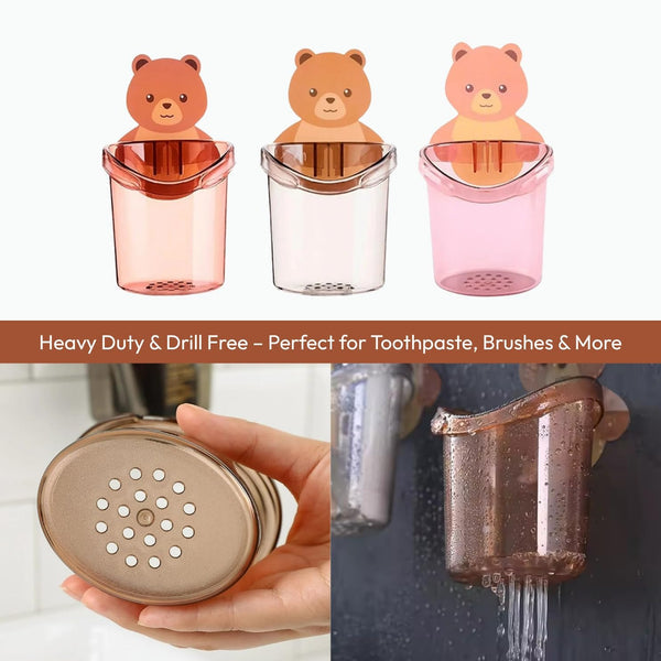 Self Adhesive Teddy Toothbrush Holder