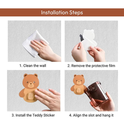 Self Adhesive Teddy Toothbrush Holder