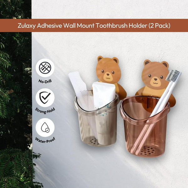 Self Adhesive Teddy Toothbrush Holder